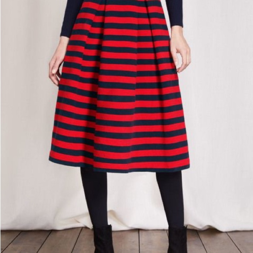 Boden Striped Red and Black Women's Skirt